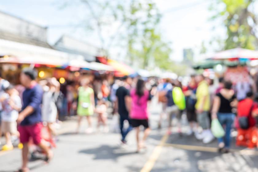 blurry street market