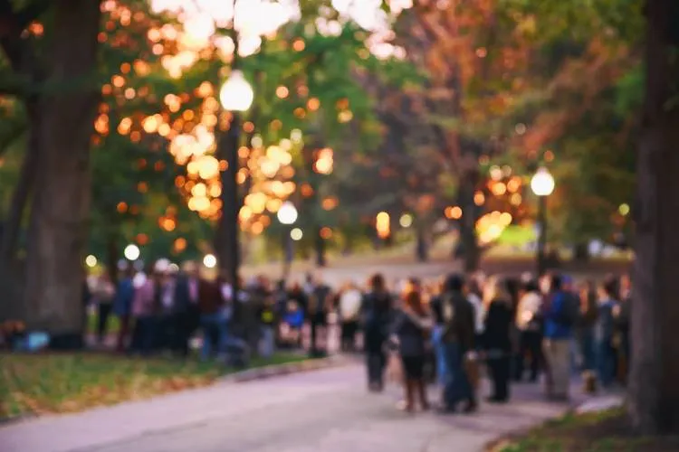 People outside during the fall season